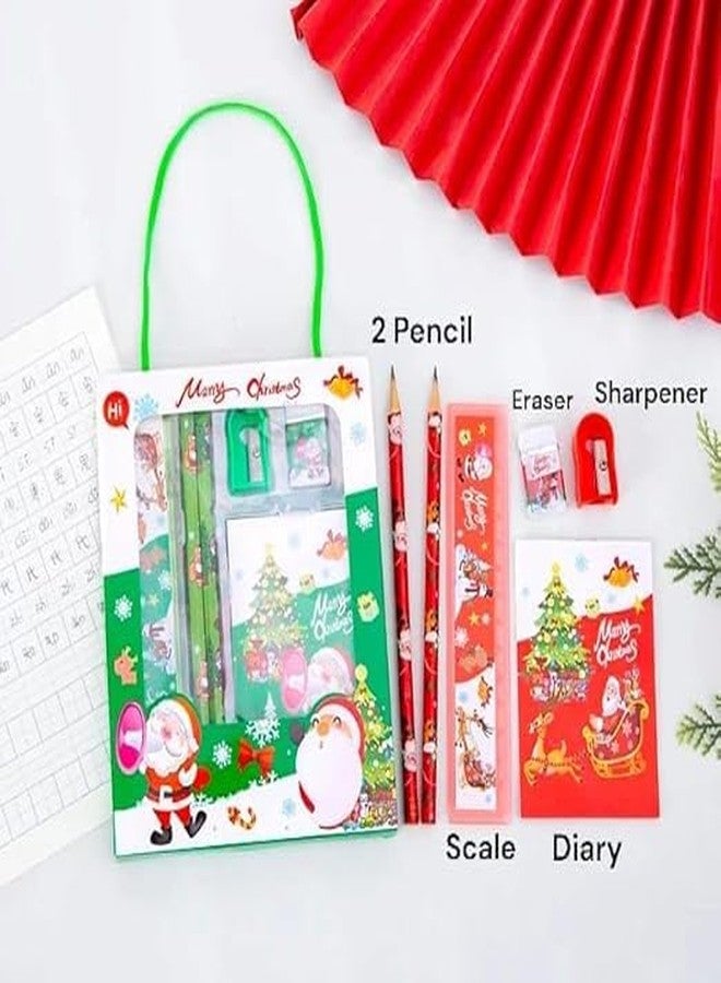 Tera13 TERA 13 Santa Claus Stationery Set For Kids, 6 in 1 Stationery Combo For Boys, Christmas Theme Stationery Kit, Stationery Set for Kids Pencil,Eraser,Diary,Ruler,Sharpener (Pack of 1) - Image 3